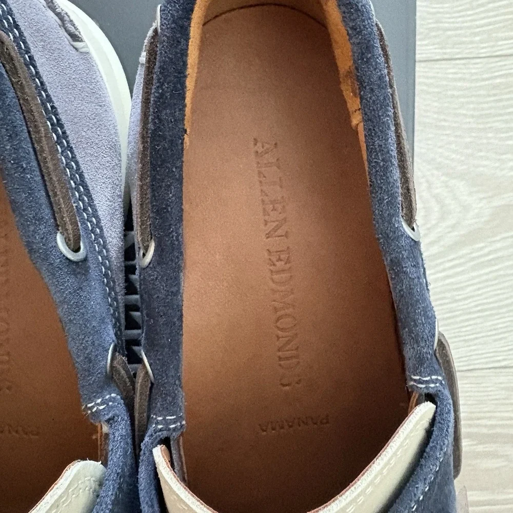 Allen Edmonds Panama Men's Size 8 D Boat Shoes Blue Gray Mix Natural Leather NEW